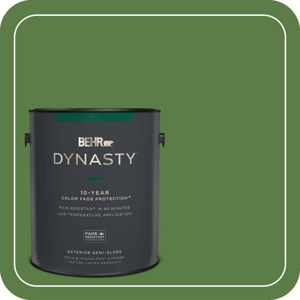BEHR DYNASTY 1 gal. #S-H-430 Mossy Green Semi-Gloss Exterior Stain-Blocking Paint & Primer