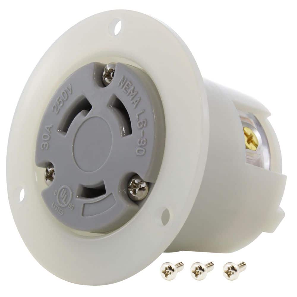 AC WORKS 30A 250V L6-30R Flanged Outlet UL and C-UL Listed (1)