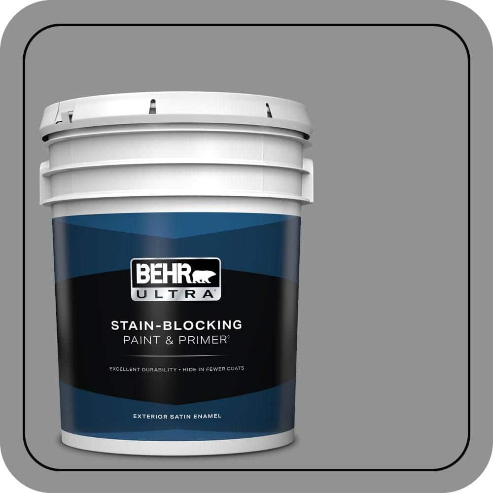 BEHR ULTRA 5 gal. #N520-4 Cool Ashes Satin Enamel Exterior Paint & Primer