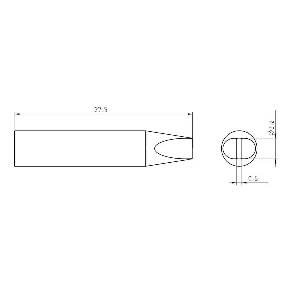 Weller RT Ultra Active Soldering Tip, Short Chisel, 3.2 mm x 0.8 mm (2)
