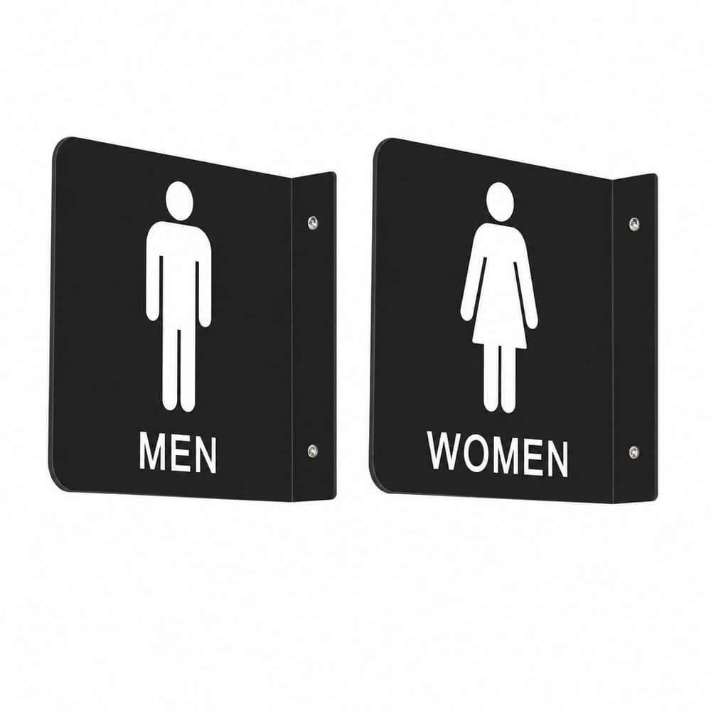 LAIFUCAM 2 Pack 6 x 6 in. Acrylic Restroom Sign Black Wall Mount Indoor Outdoor Use Bathroom Toilet Door Office Decor Men Women (1)