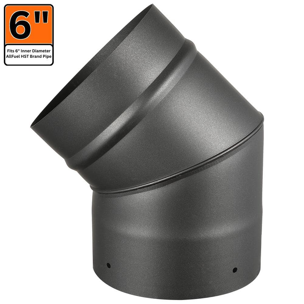 ALLFUEL HST AllFuel 6 in. x 6 in. Single Wall 45-Degree Elbow Stove Chimney Pipe (1)