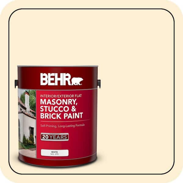 BEHR 1 gal. #YL-W03 Honied White Flat Masonry, Stucco and Brick Interior/Exterior Paint (2)