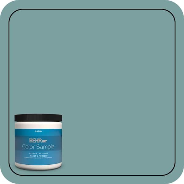 BEHR PREMIUM PLUS 8 oz. #S440-4 Tower Bridge Satin Enamel Interior/Exterior Paint & Primer Color Sample (2)
