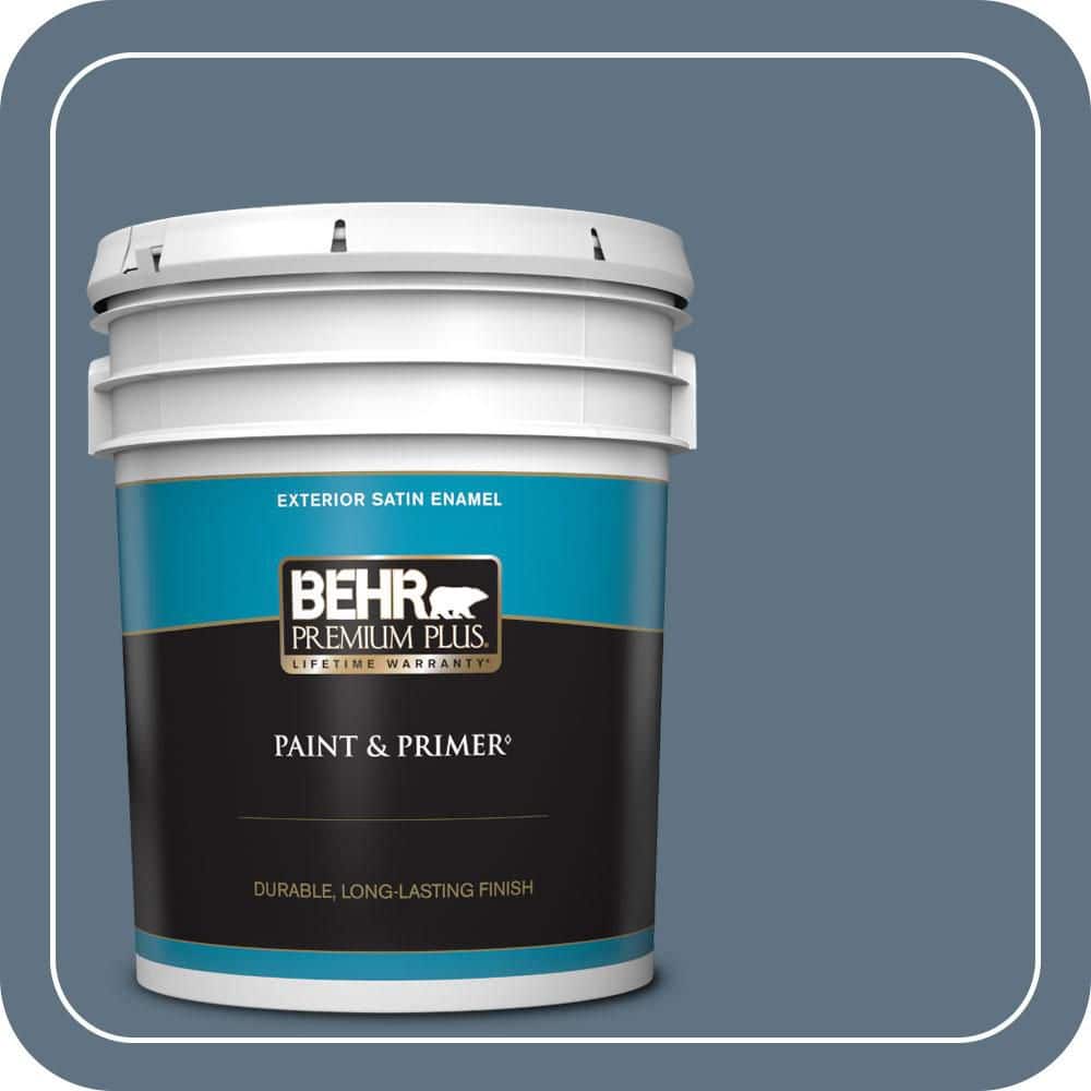 BEHR PREMIUM PLUS 5 gal. #560F-6 Windsor Haze Satin Enamel Exterior Paint & Primer