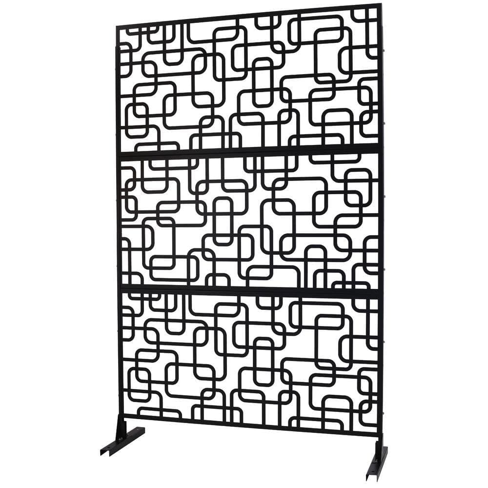Unbranded Outdoor and Indoor 6.3 ft. x 4 ft. Freestanding Decorative Privacy Fence Screen Black Metal for Garden Fence