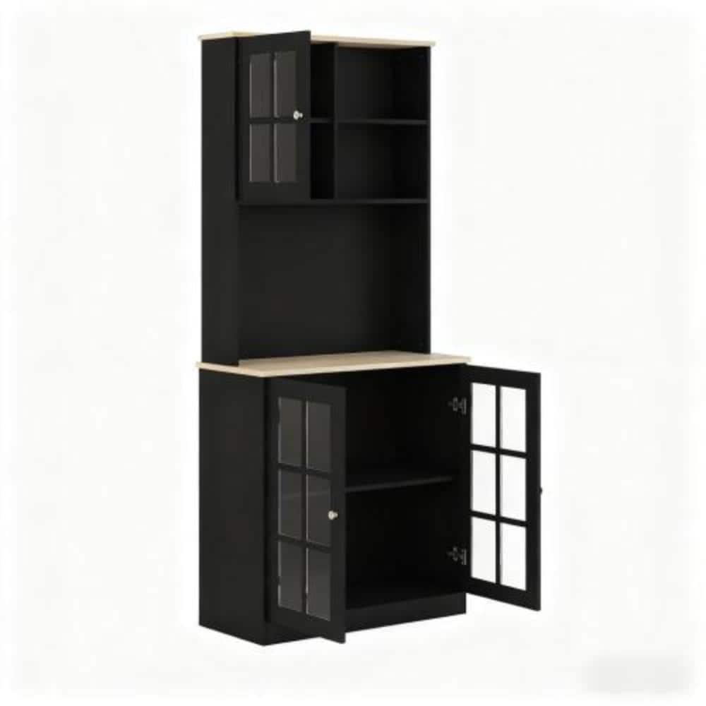Unbranded 31.5 in. W x 14.5 in. D x 72 in. H Bathroom Black Linen Cabinet (1)