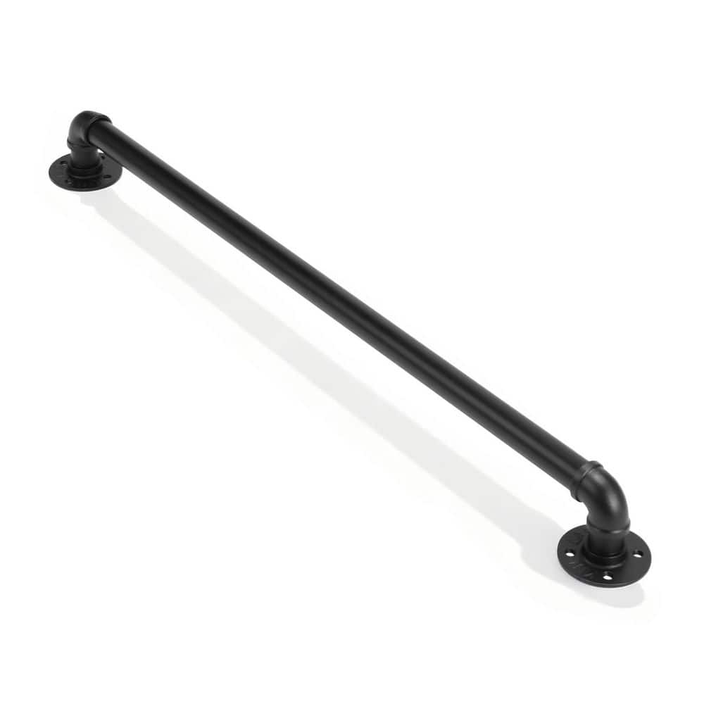 Karl home 36 in. x 3 in. Black Iron Handrail Grab Bar Kit Wall Mounted Pipe StairHandrail (1)