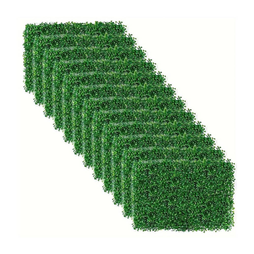 ITOPFOX 12-Piece Green Artificial Boxwood Hedge Plant Grass Backdrop Fence Privacy Screen Grass for Balcony Garden Fence