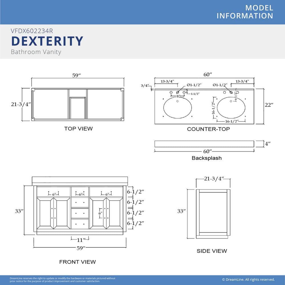 DreamLine Dexterity W 22 in. D 34 in . H Oak Vanity with Oval Undermount Sinks- with Top (2)