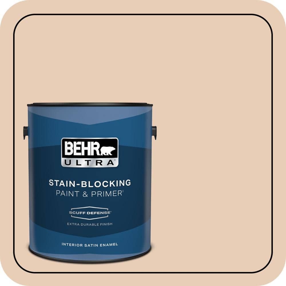 BEHR ULTRA 1 gal. #PPU3-06 Venetian Mask Extra Durable Satin Enamel Interior Paint & Primer