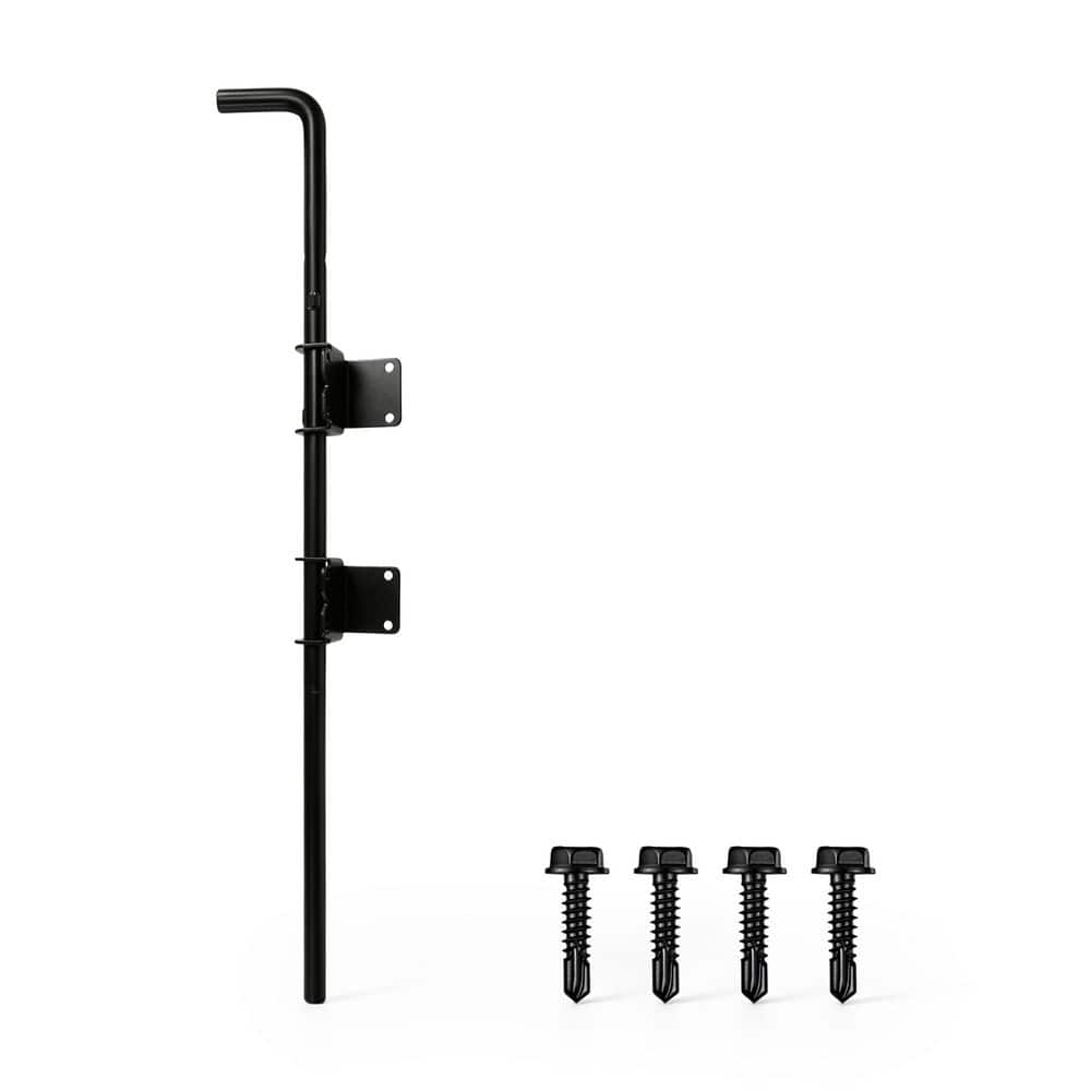Fencer Wire Cane Bolt 24.6 in. x 2.1 in. Black Steel Fence Gate Drop Rod, Gate Ground Latch (1)