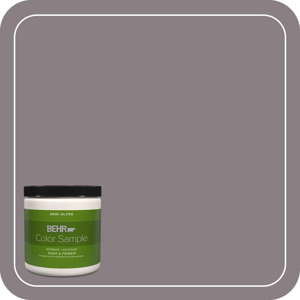 BEHR PREMIUM PLUS 8 oz. #N570-4 Classy Plum Semi-Gloss Interior/Exterior Paint & Primer Color Sample
