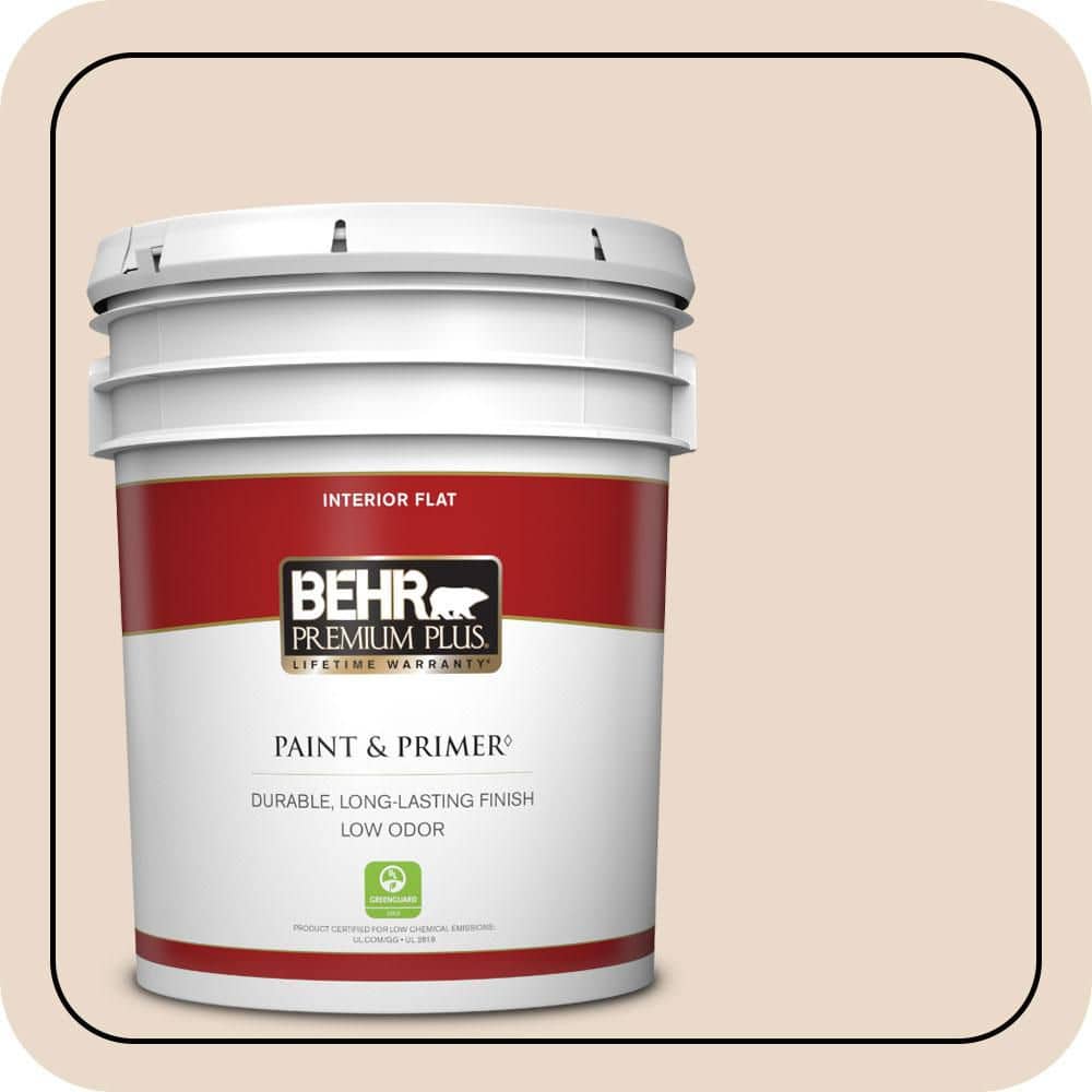 BEHR PREMIUM PLUS 5 gal. #S240-1 Creme Fraich Flat Low Odor Interior Paint & Primer