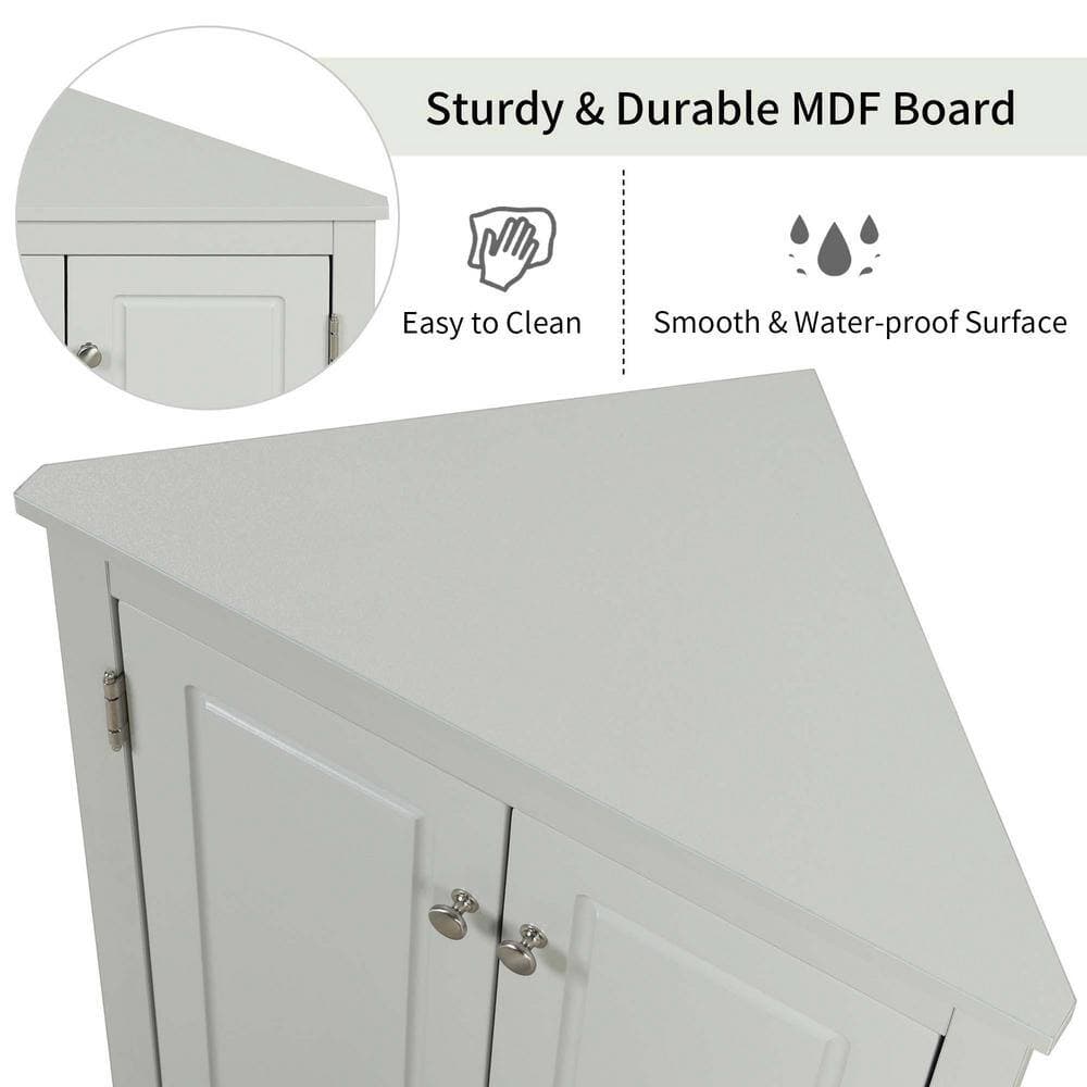 Unbranded 17.2 in. W 17.2 in. D 31.5 in. H Linen Cabinet Triangle Corner Storage Cabinet with Adjustable Shelf (4)