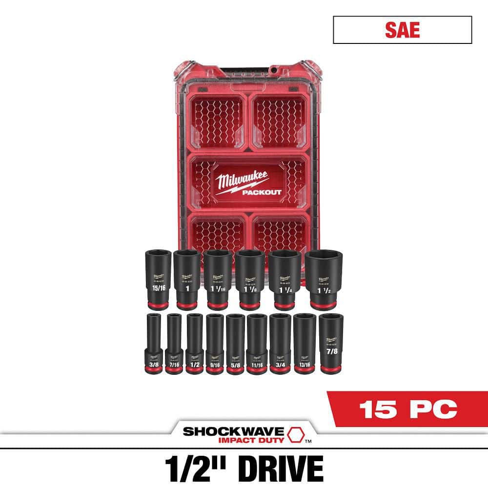 Milwaukee SHOCKWAVE Impact-Duty . Drive and Deep Well Impact PACKOUT Socket Set