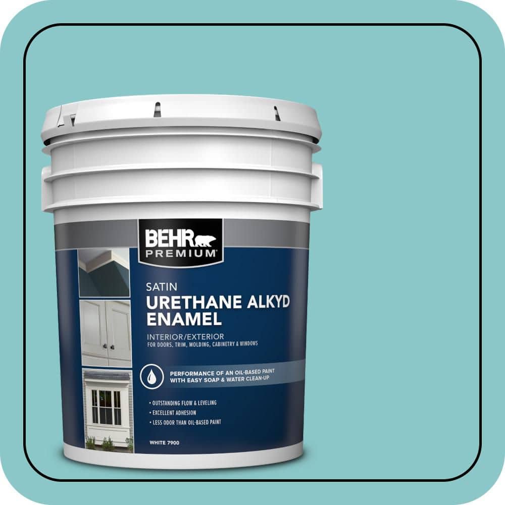 BEHR PREMIUM 5 gal. #510D-4 Embellished Blue Urethane Alkyd Satin Enamel Interior/Exterior Paint