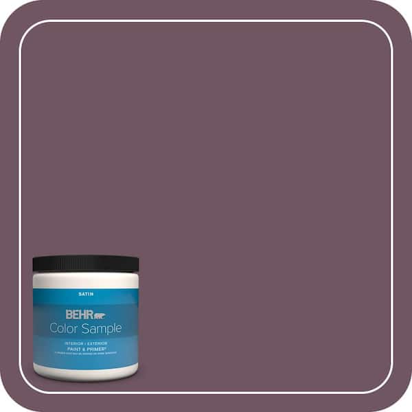 BEHR PREMIUM PLUS 8 oz. #S110-7 Exotic Eggplant Satin Enamel Interior/Exterior Paint & Primer Color Sample (2)