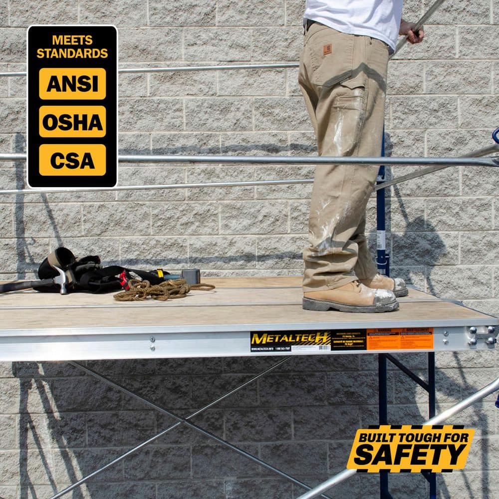 MetalTech 7 ft. L x 19 in. W Aluminum Scaffold Platform with 5/8 in. Plywood Plank for Standard and Arch Scaffolding Frames (4)