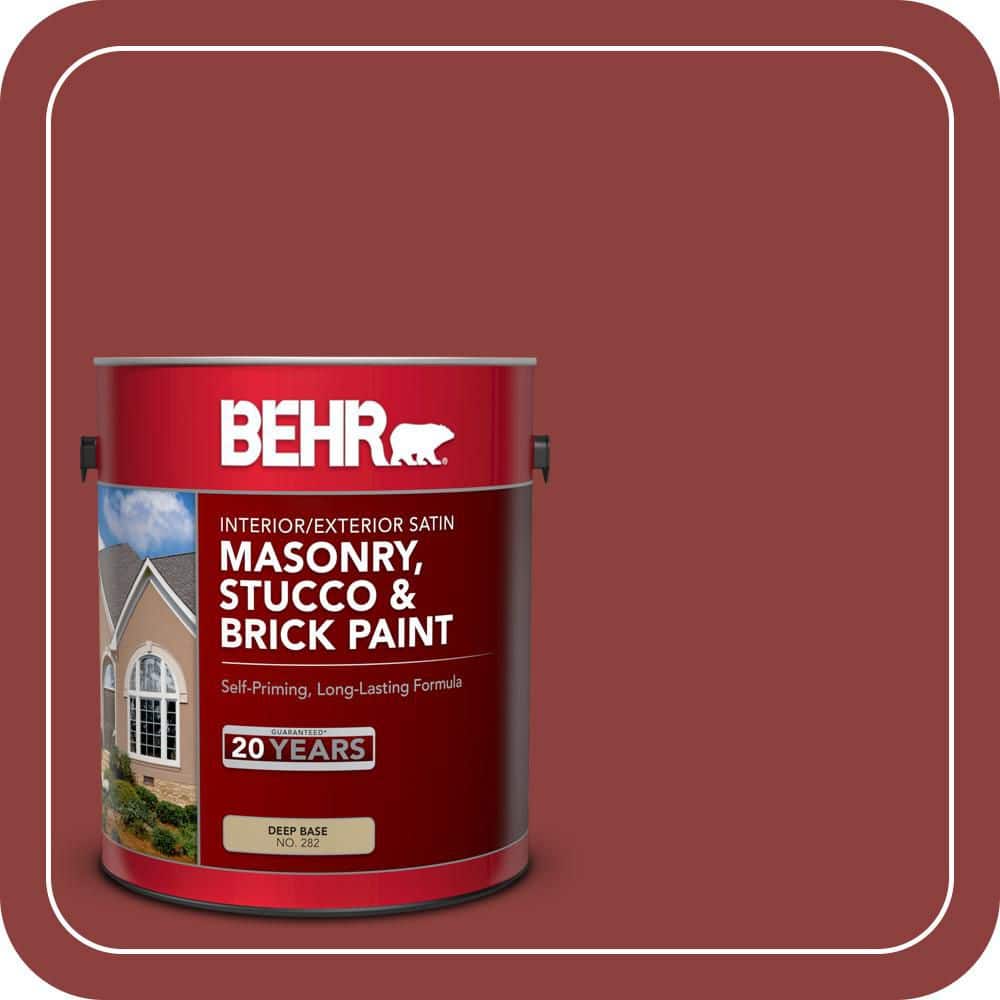 BEHR 1 gal. #BXC-27 Carriage Red Satin Interior/Exterior Masonry, Stucco and Brick Paint