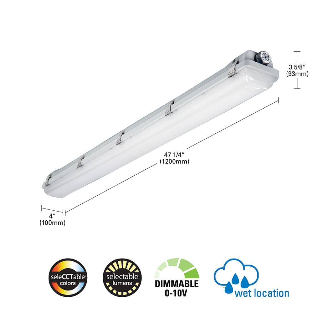 Metalux Vaportite 4 ft. White Integrated LED Commercial Industrial Vaportite with Adjustable CCT and Lumen (4)