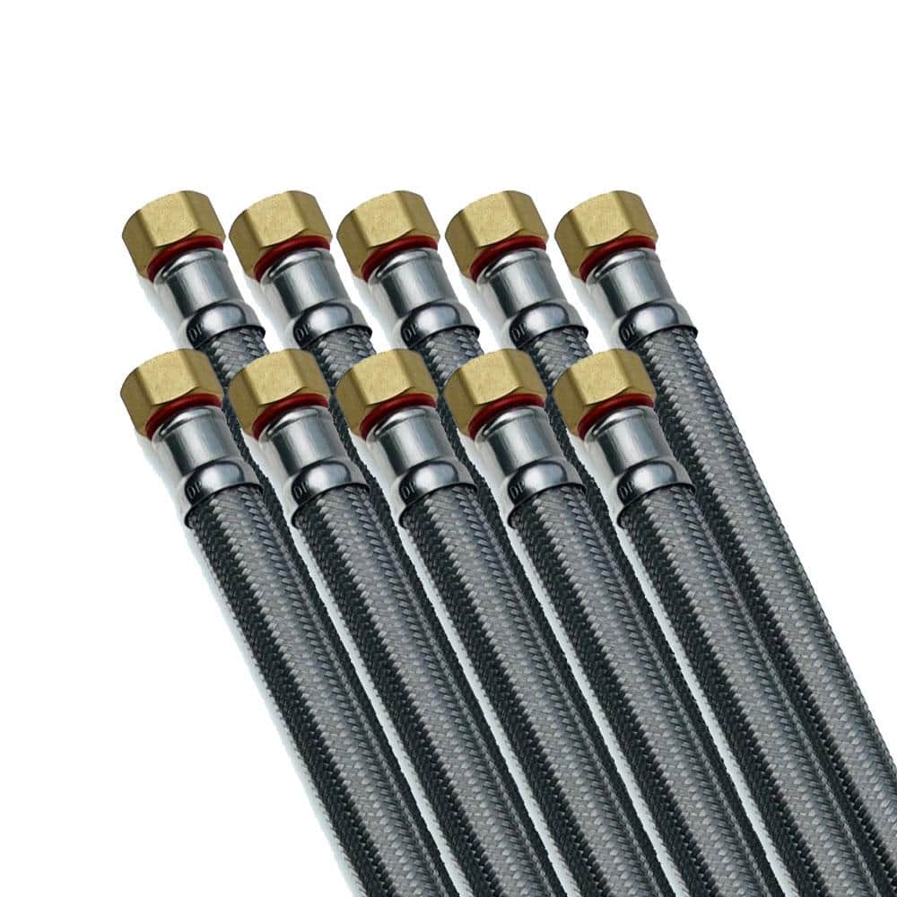 Everbilt 3/4 in. FIP x 3/4 in. FIP x 24 in. Braided Stainless Steel Water Heater Supply Line Pro-Pack (10 Count) (1)