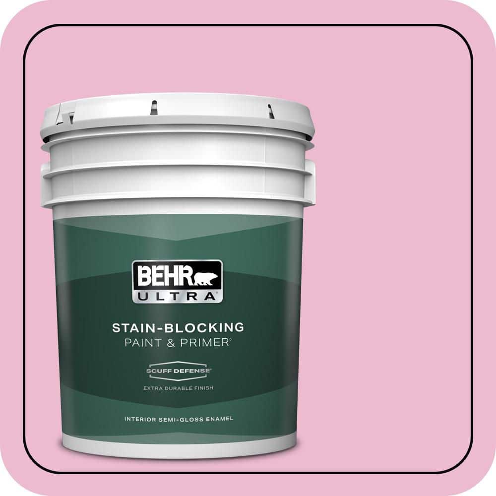 BEHR ULTRA 5 gal. #P130-2A Dainty Pink Extra Durable Semi-Gloss Enamel Interior Paint & Primer