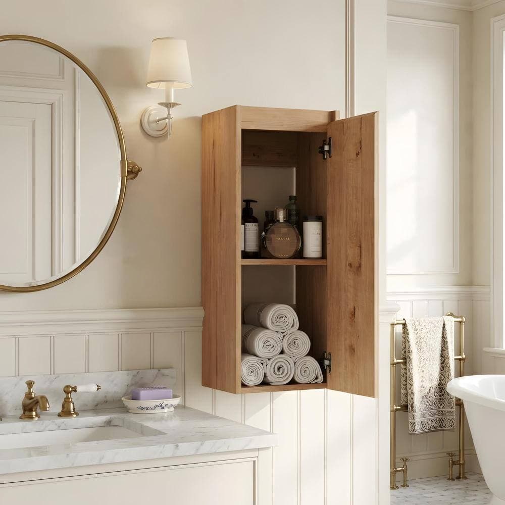 Zuvandra 11.81"W x 9.81"D x 29.5"H Plywood Bathroom Wall Cabinet in Imitative Oak (3)