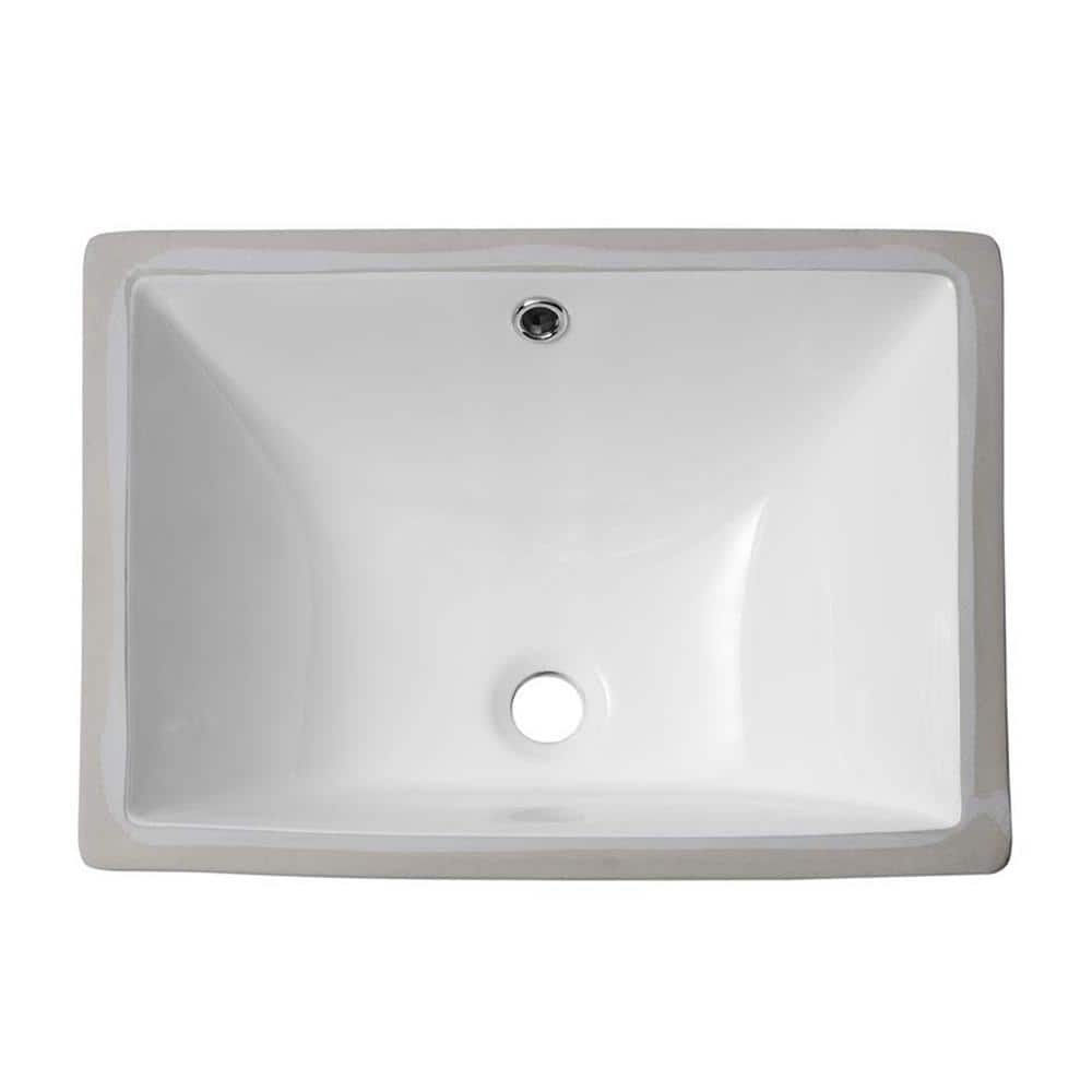 Sarlai 18.5 in. Rectangle Undercounter Bathroom Sink in White Ceramic
