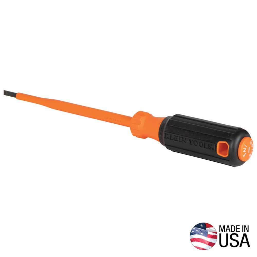 Klein Tools Insulated Screwdriver, 3/16 in. Cabinet Tip, 6 in. Round Shank (1)