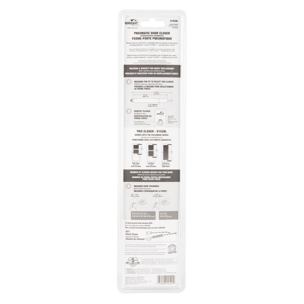Wright Products Pneumatic Closer w/ TS, Heavy Duty, Black (3)