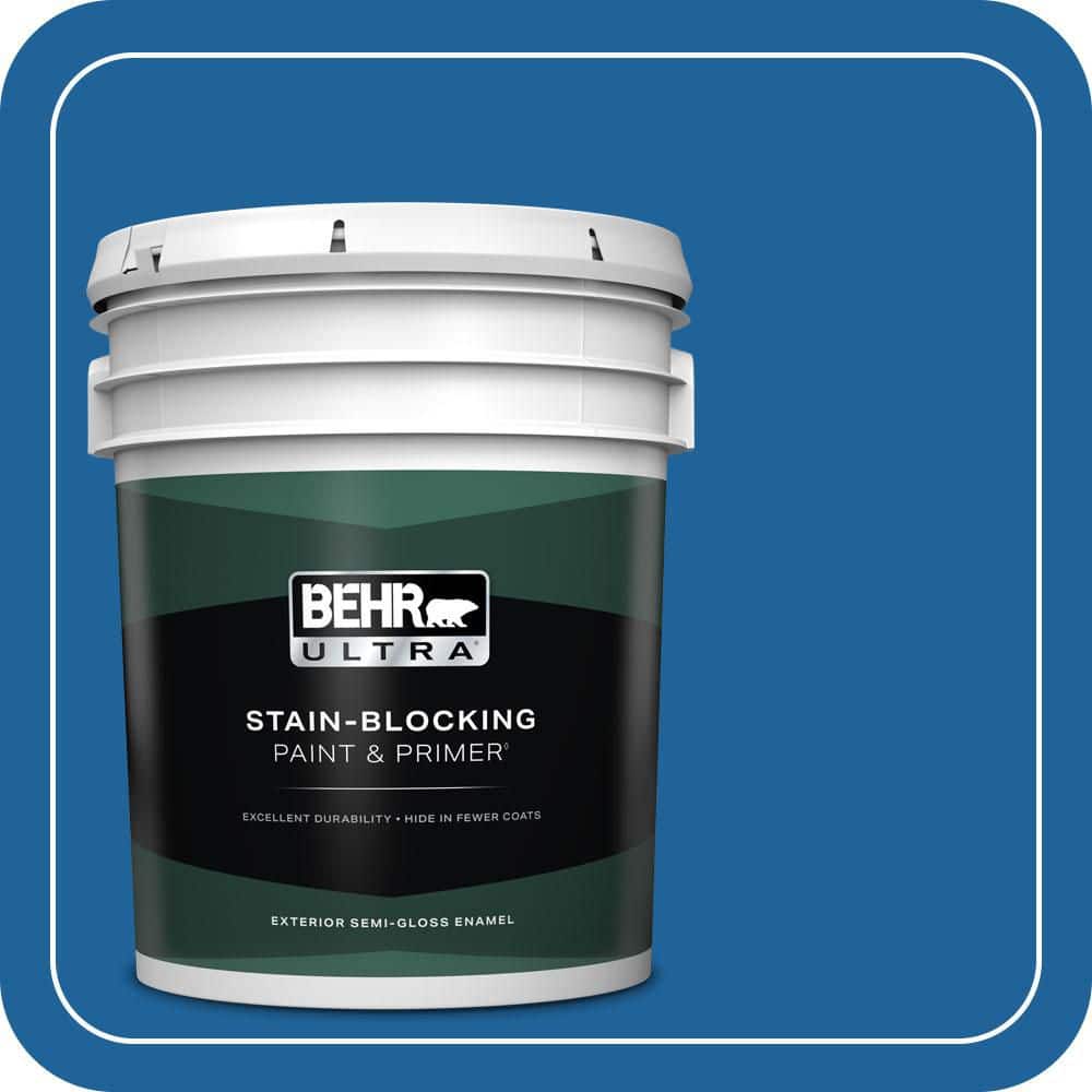 BEHR ULTRA 5 gal. #570B-7 Cobalt Glaze Semi-Gloss Enamel Exterior Paint & Primer