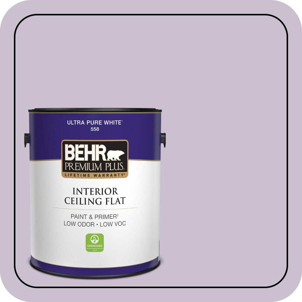 BEHR PREMIUM PLUS 1 gal. #S100-2 Romantic Poetry Ceiling Flat Interior Paint & Primer (1)