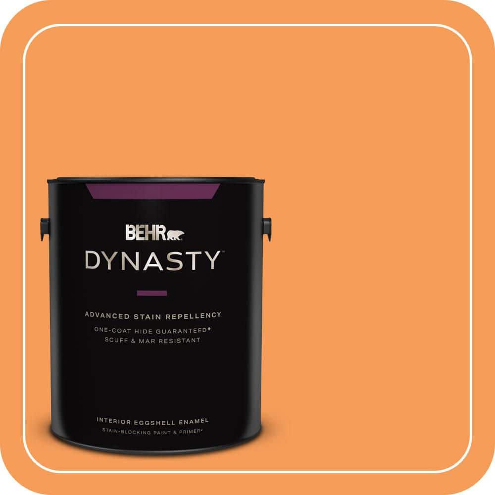 BEHR DYNASTY 1 gal. #P220-6 Bergamot Orange Eggshell Enamel Interior Stain-Blocking Paint & Primer