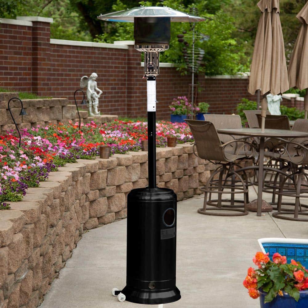 Wildaven 88 in. 47,000 BTU Outdoor Black Steel Propane Patio Heater with Portable Wheels
