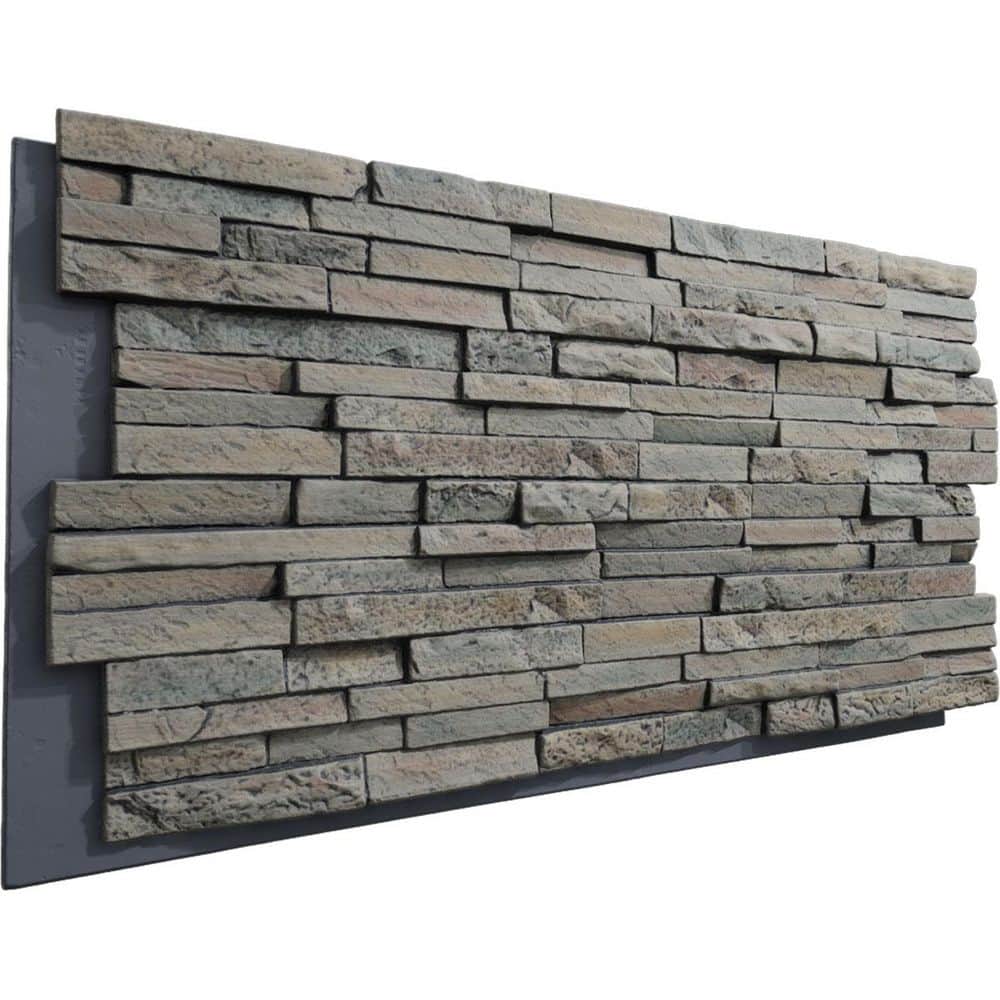 Ekena Millwork EverStone Eldorado Faux Stone Panel, 48"W x 25"H x 1"D, Lunar Color (3)