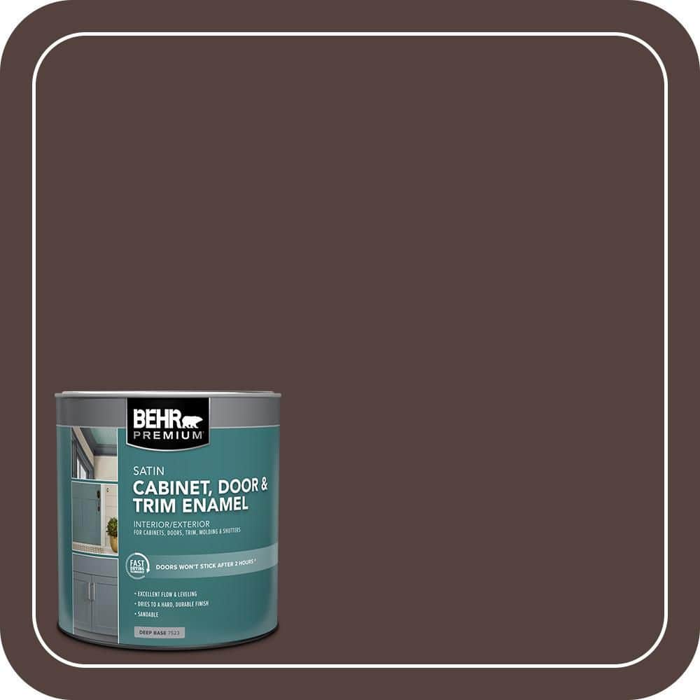 BEHR PREMIUM 1 qt. #BNC-21 Double Espresso Satin Enamel Interior/Exterior Cabinet, Door & Trim Paint
