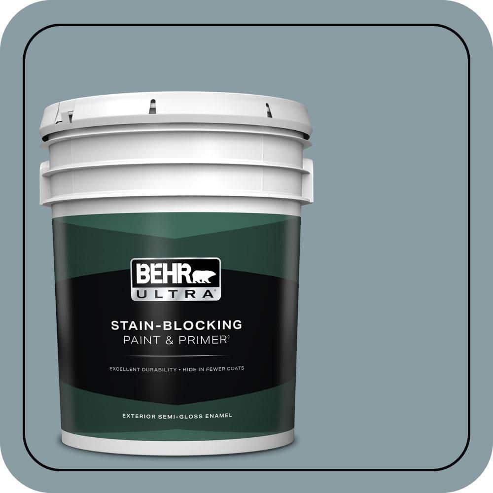 BEHR ULTRA 5 gal. #540F-4 Shale Gray Semi-Gloss Enamel Exterior Paint & Primer