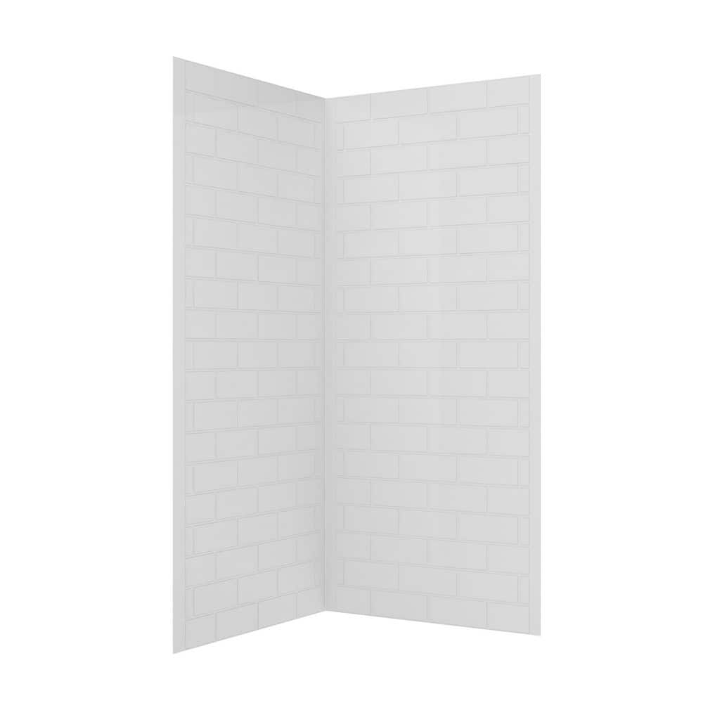 Streamline DSH-1020-88 36 in. L x 36 in. W x 76 in. H 2-Piece Glue-Up Corner Shower Wall Surround in White Tile Finish (3)