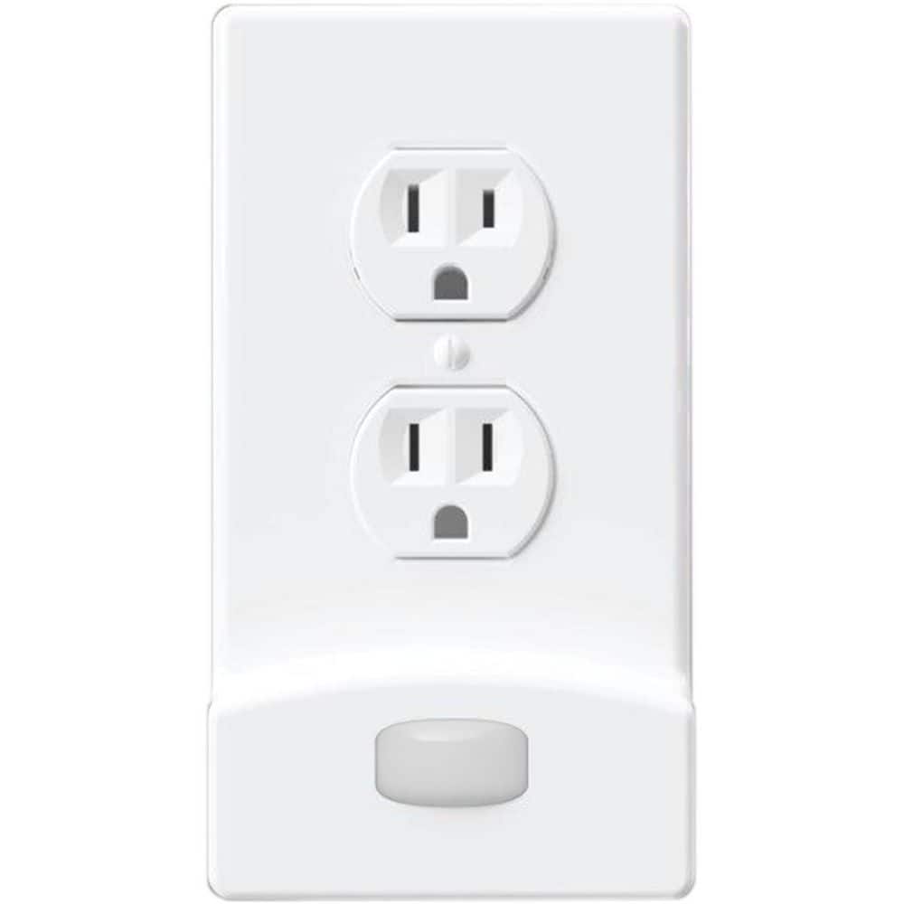 GLOCOVER Motion-Activated 1-Gang White Duplex Outlet Plastic Nightlight Wall Plate