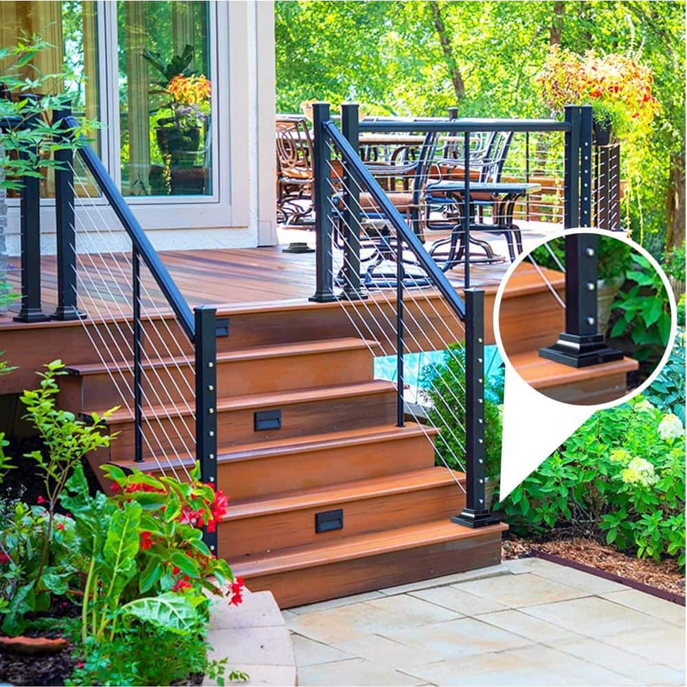 Afoxsos 4.5 x 4.5 in. Aluminum Alloy Deck Post Base Cover Fits 1.5 in. Railing Post in Black, (2-Pack) (2)