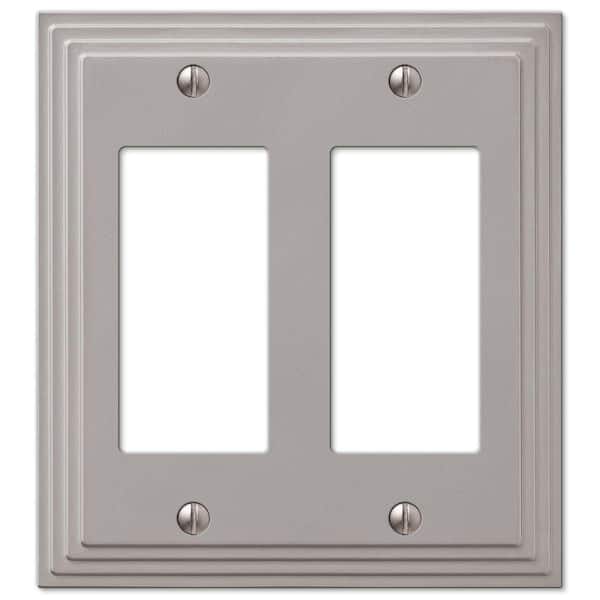 Hampton Bay Tiered 2 Gang Rocker Metal Wall Plate - Satin Nickel (2)
