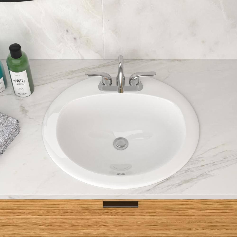 YSQCAR 20.3 in. Drop In Oval Bathroom Sink with Overflow,without Drain in White Ceramic (2)