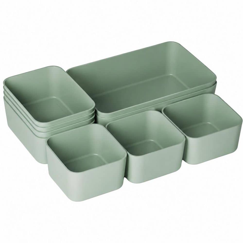 KHKFY Plastic Drawer Organizer Set of 10 Bins with Multiple Sizes for Makeup, Bathroom, Kitchen, and Office (1)