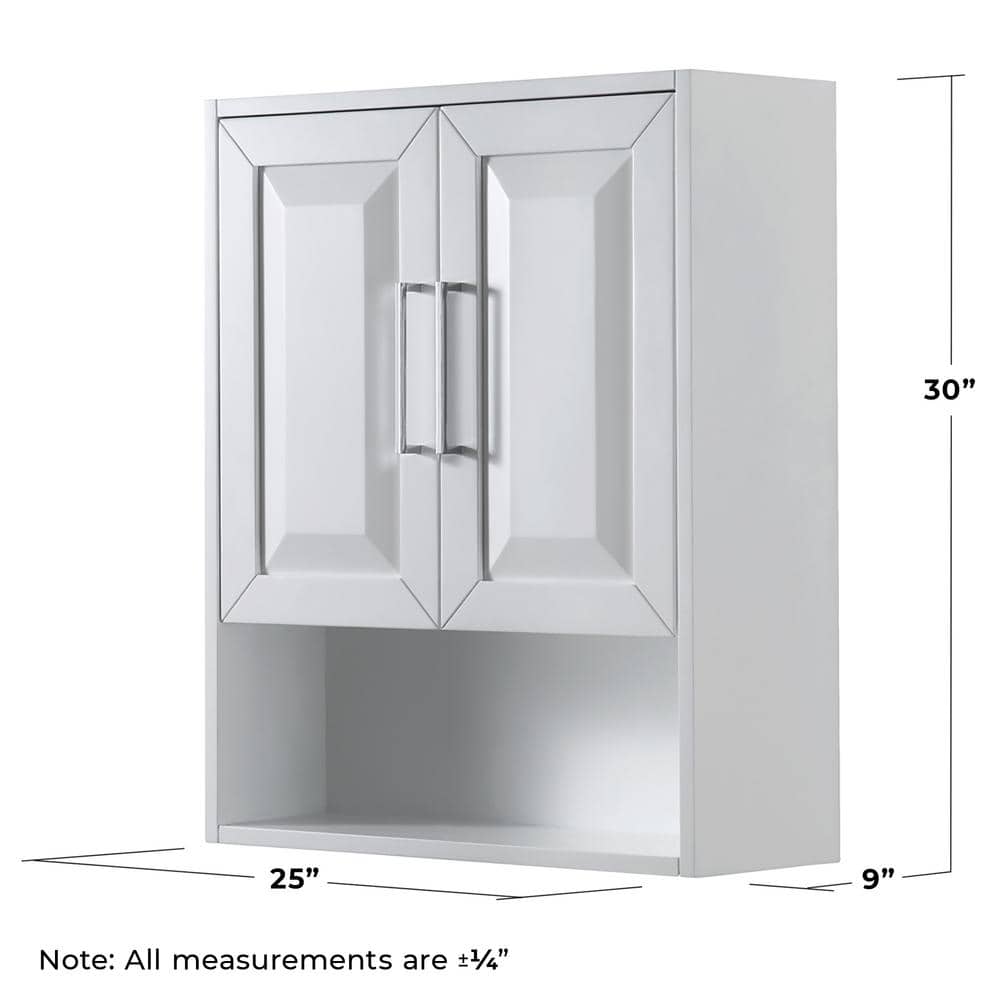 Wyndham Collection Daria 25 in. W 9 in. D 30 in. H Bathroom Storage Wall Cabinet (4)