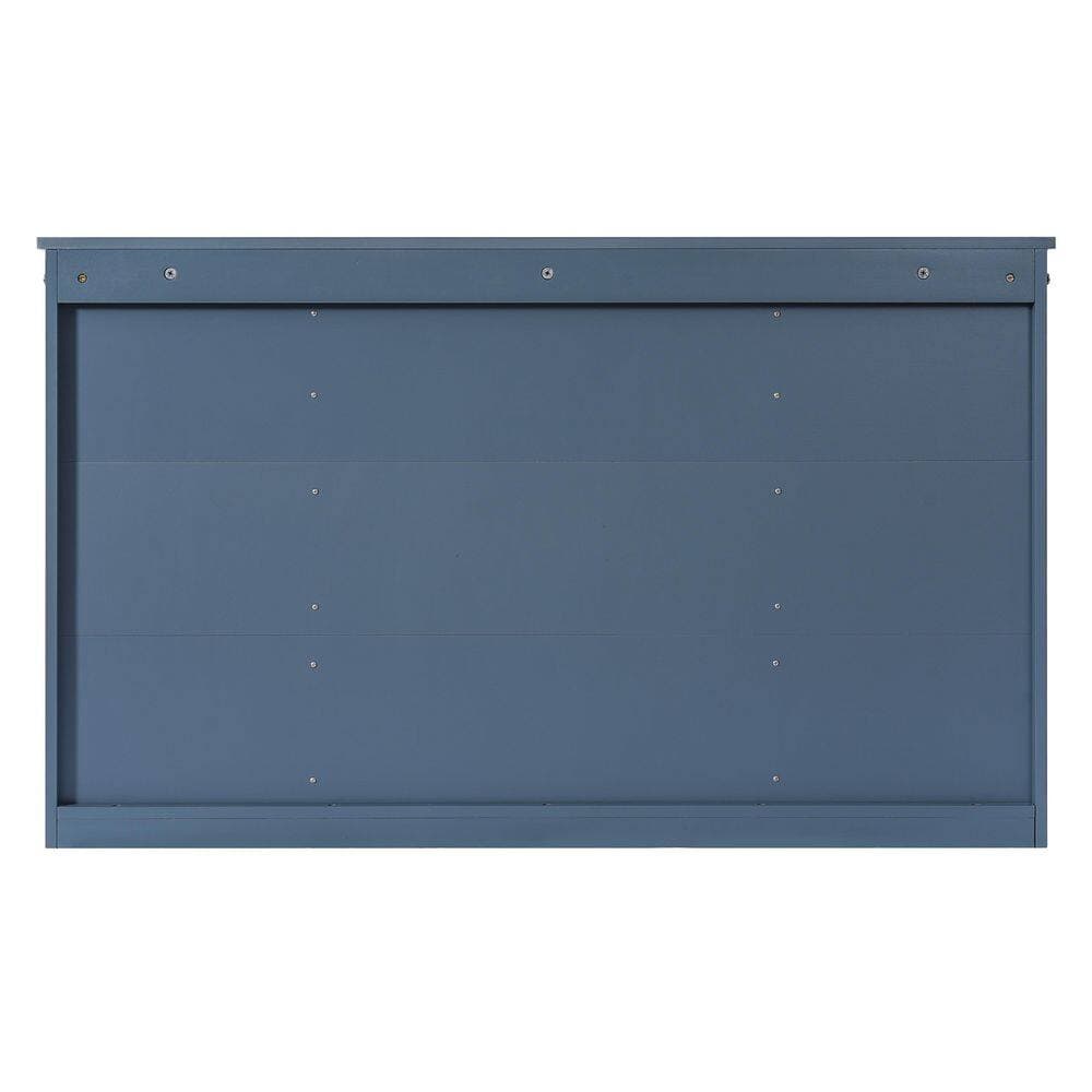 Ziyudura 47 in. W x 28 in. H Rectangular Wood Medicine Cabinet with Mirror, Adjustable Shelf and Open Shelves, Blue (3)