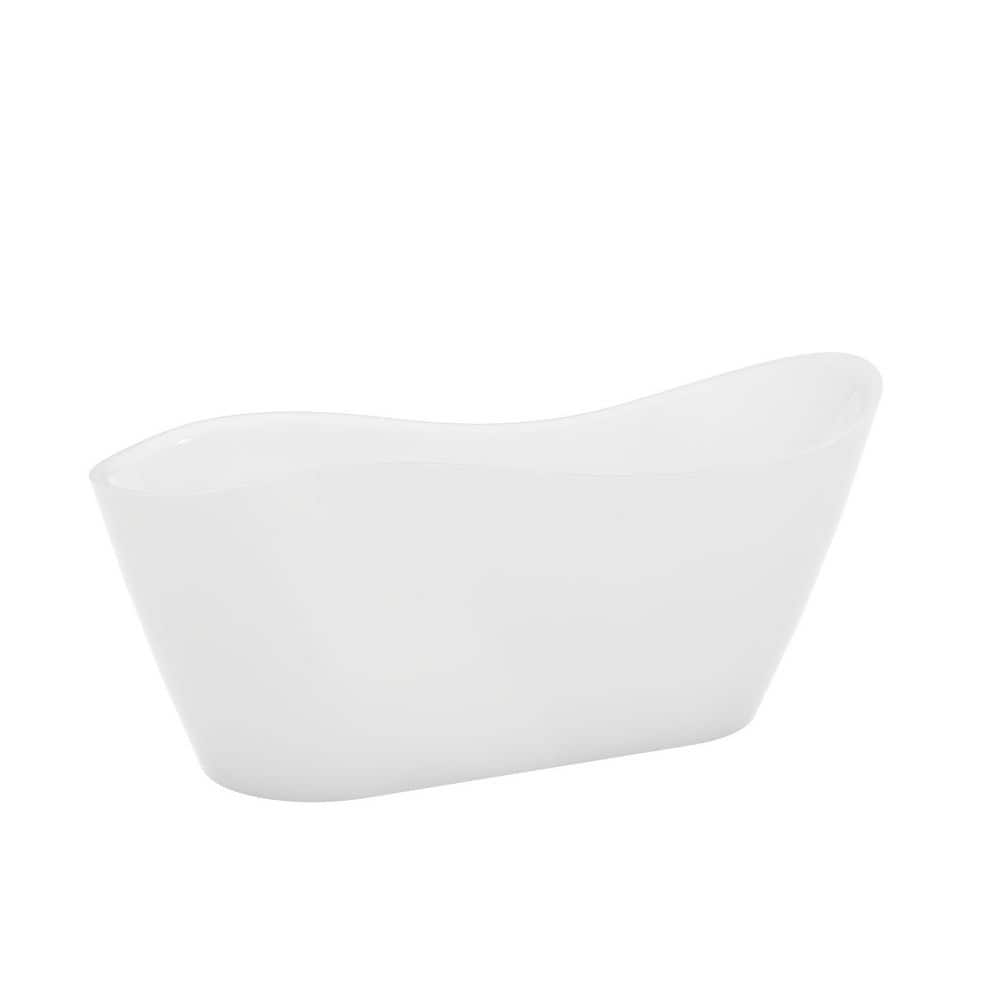 DreamLine Mirage 65.37 in. L x 28 in. W Acrylic Freestanding Slipper Soaking Bathtub with Reversible Drain in Matte Black (2)