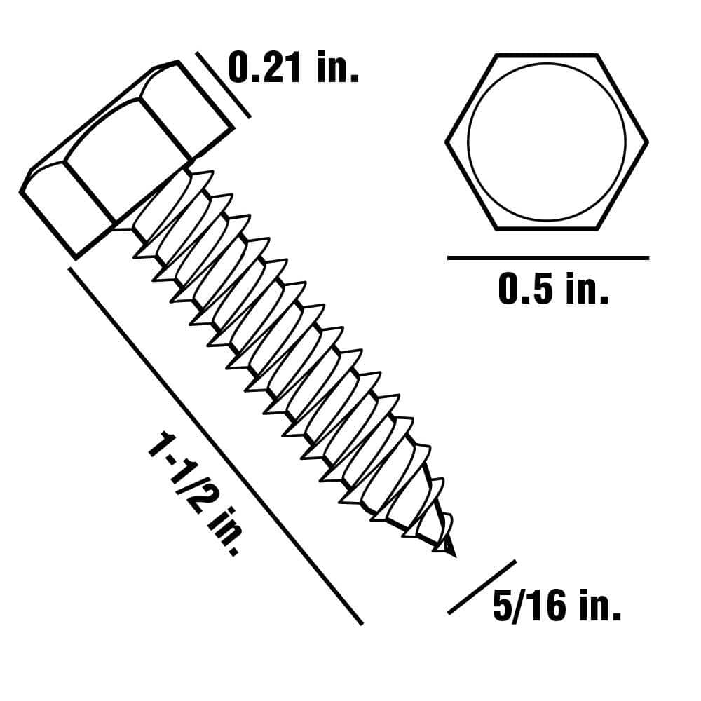 Everbilt 5/16 in. x 1-1/2 in. Hex Hex Head Galvanized Lag Screw (25-Pack) (3)