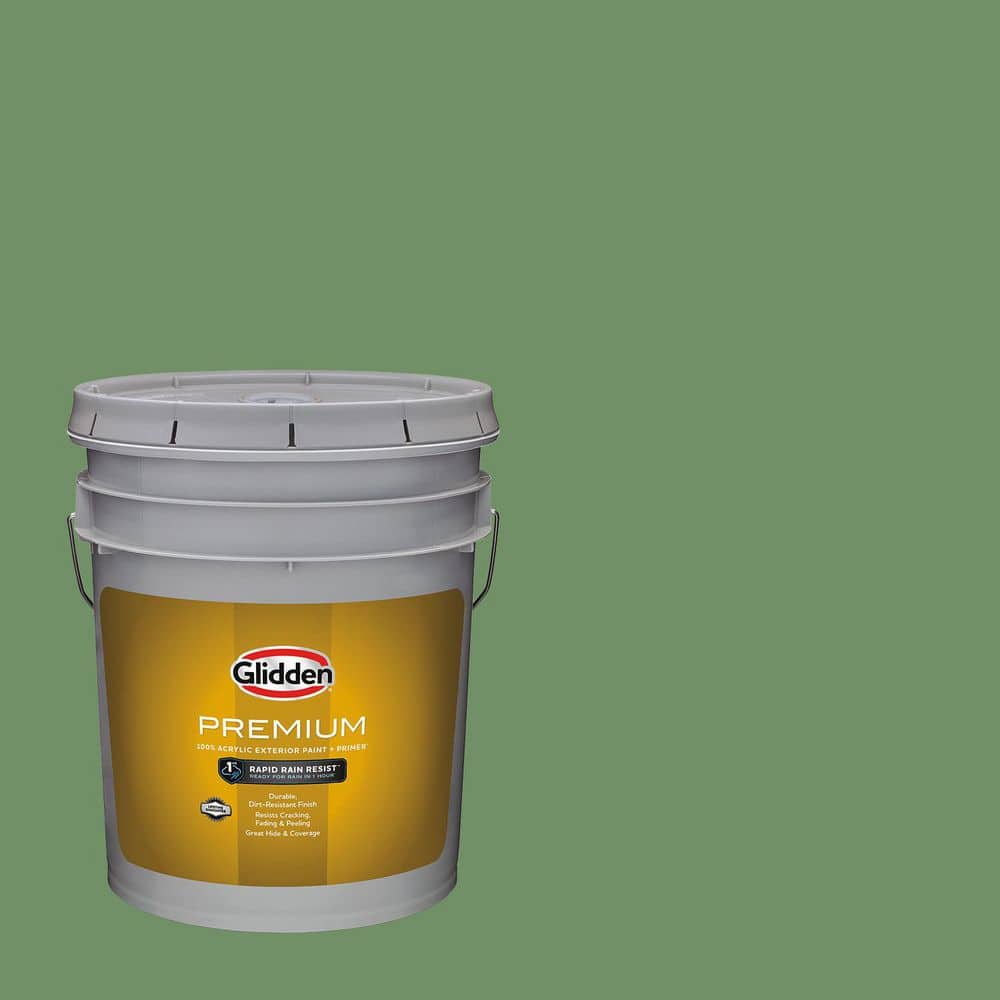 Glidden Premium 5 gal. PPG1130-6 Moss Ring Flat Exterior Latex Paint