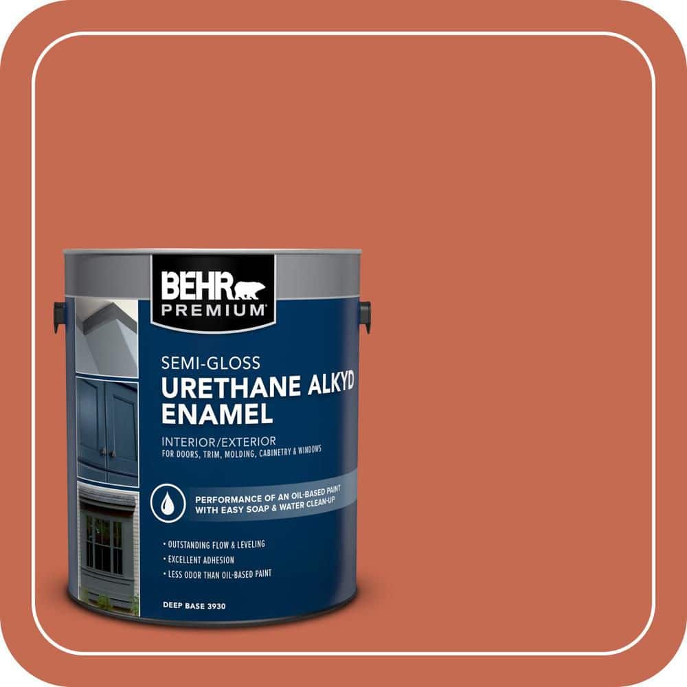 BEHR PREMIUM 1 gal. #T16-14 Raw Copper Urethane Alkyd Semi-Gloss Enamel Interior/Exterior Paint (1)